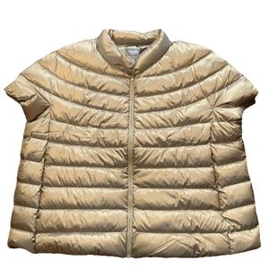Martha Stewart Down Puffer Vest Jacket Gold Full Zip Cap Sleeve Sz 3X NWT